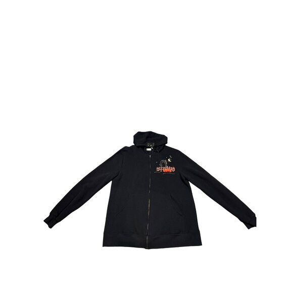 Classic Elements Womens Medium Black Halloween Cat Pumpkin Design Zip-Up Hoodie - Picture 1 of 10